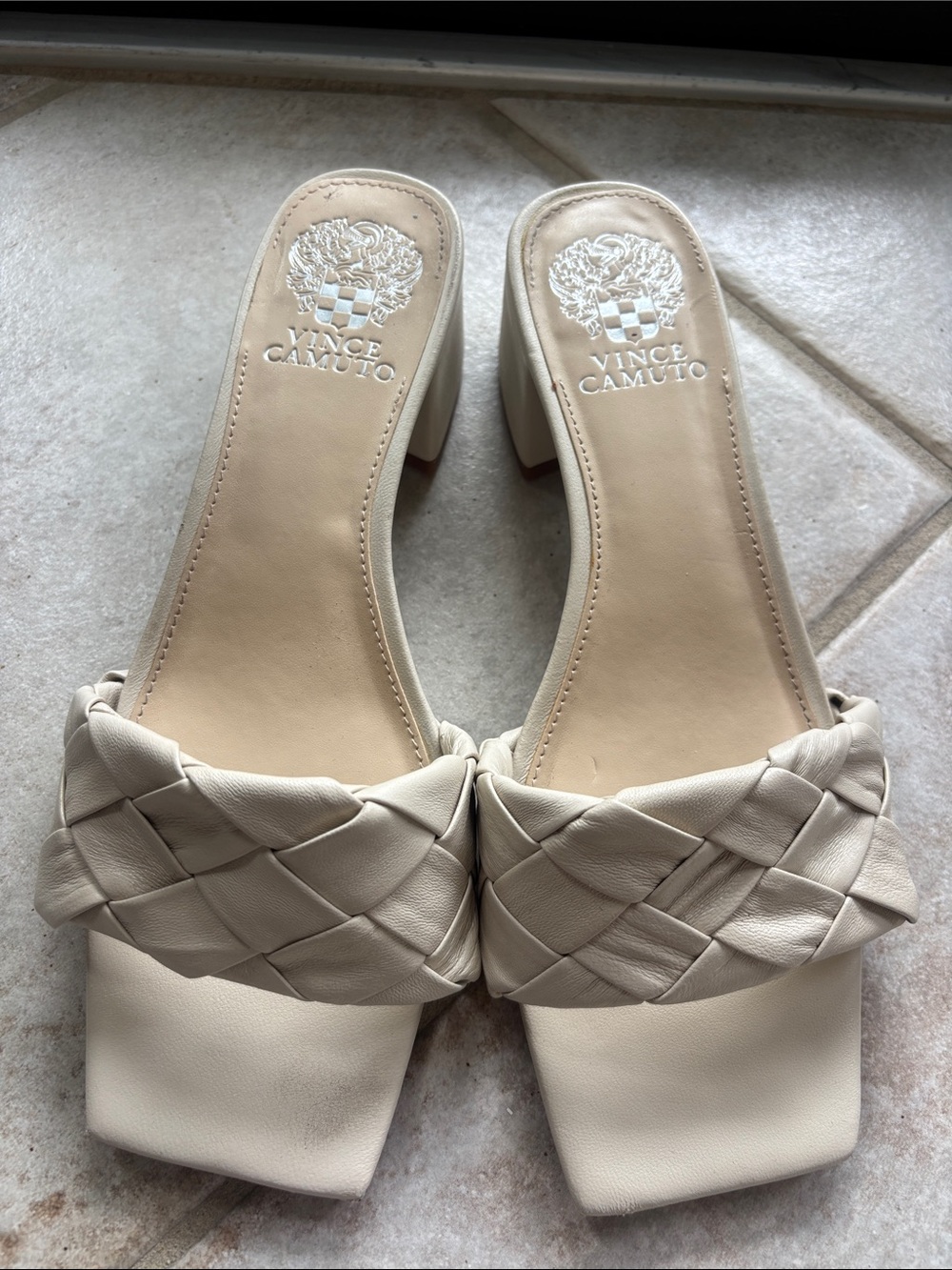 Vince Camuto Cream Braided Slide Mules